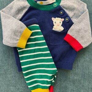 Newborn baby Boden lamb in pocket sweater outfit